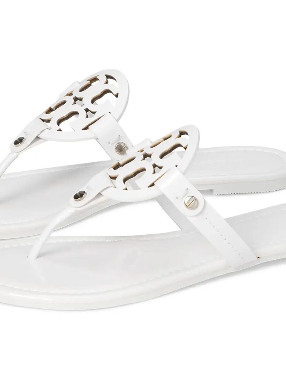Tory Burch White Miller Logo Thong Sandals size 7.5